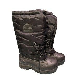 Sorel Snowlion Insulated Waterproof Snow Rubber Boots Black Size 7 US W/Insert